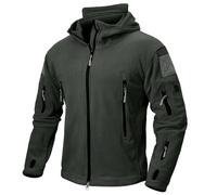 NAVEKULL Men's Tactical Hoodie Fleece Jacket Winter Warm Full-Zip Military Army Outdoor Hiking Coat with 7 Zip-pockets, Grey, Medium