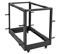 NavePoint 12U 4 Post Server Rack - Open Frame Rack for 19 Inch Equipment, Adjustable Depth 4-Post Network Rack with Casters Wheels, 12U Server Rack 1320lbs Capacity, Black