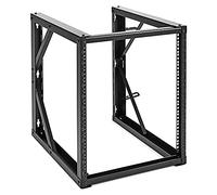 NavePoint 12U Black Steel Wall-Mount & Rack-Mount Server Rack, 24.81 Inch Depth, Open Frame, Cable Management Slots, 19" Rack-Mount Equipment, 264 Lbs Weight Capacity