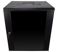 NavePoint 12U Server Rack Enclosure with Glass Door, Cooling Fan, Locks, & Removable Side Panels - 12U Wall Mount Network Cabinet 19 Inch Rack 17.7 Inches Deep