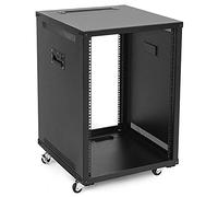 NavePoint 15U Portable Server Rack with Casters - 15U Network Rack Open Frame with Adjustable Rails, 132lbs Capacity - Up to 22.6" Deep 19-Inch Rack for IT Equipment, Telecom & A/V, Black
