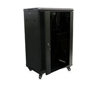 NavePoint 18U Black Wall Mount Server Rack Enclosure with Caster Wheels, 2 Fans, Locking Glass Door, Removable Side Panels, SPCC Cold Rolled Steel, 130lbs Capacity