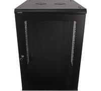 NavePoint 18U Wall Mount Network Cabinet for 19” IT Equipment, A/V, Perforated Enclosure, Lockable Door, 2 Fans, 600mm Depth, Max Weight 132 lbs