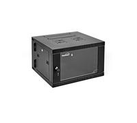 NavePoint 6U Server Cabinet with Hinged Back - 17.7” Deep, 6U Server Rack Enclosure with Locking Glass Door, Wall Mount Rack with Removable Side Panels, 6U Network Cabinet with 2 Fans, Pre-Assembled