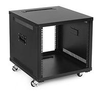 NavePoint 9U Portable Server Rack with Casters - 9U Network Rack Open Frame with Adjustable Rails, 132lbs Capacity - Up to 22.6" Deep 19-Inch Rack for IT Equipment, Telecom & A/V, Black
