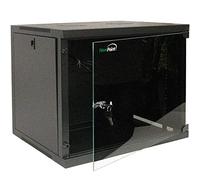 NavePoint 9U Wall Mount Network Cabinet for 19” IT Equipment with Lockable Glass Door & Removable Side Panels, 2 Fans, 17.7” Deep, Pre-Assembled