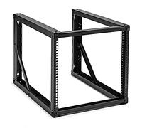NavePoint 9U Wall-Mount Open Frame Network Equipment Rack, 24.81 Inch Depth, AV Rack, Home Network, 19" Rack-Mount Equipment, Includes Built-in Cable Management Slots, Server Rack, Steel, Black