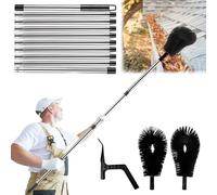 NAVESO 2 in 1 Gutter Cleaning Tools, 12.7FT Telescopic Gutter Cleaner, Gutter Cleaning Brush with 10 Pole,Gutter Brush and Leaf Shovel,Gutter Cleaner for Cleaning Leaves and Debris Window(Black)