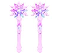 NAVESO 2 PCS Light Up Snowflake Wand with Sound, Llight Up Wands for Kids, Musical Glowing fairy wand for Kid Girl Princess Party Favors Christmas Costume Cosplay Accessories Pretend Play (Pink)