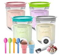 NAVESO 4 Pack Containers for Ninja Creami Swirl Pints and Lid, Replacement for Ninja Creami Containers, 500ML Ice Container for NinjaSwirl NC700 UK Series Ice Cream Maker Accessories, 4 Colors