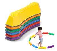 NAVESO 6 PCs Non-Slip Stepping Stones Kids, Kids Balance Beam with Anti-slip Textured Surface&rubber edging, Sensory Stepping Stones, Obstacle Course Kidsfor Ages 5+, Indoor Outdoor Toys, Stackable