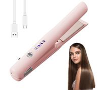 NAVESO Cordless Hair Straighteners for Women, Travel Hair Straighteners, Portable 2 in 1 Mini Hair Straightener and Curler with 4 Temperature Levels, Small Hair Styling Appliances, USB Rechargeable