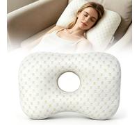 NAVESO Ear Piercing Pillow, Ear Pillow with Hole, DonutPillow for Ear Piercing for Side Sleepers, Releasing EarPain, Sleeping Guard (Champagne)