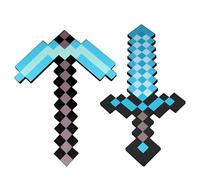 NAVESO Pickaxe and Sword Toys, Foam Diamond Sword and Pickaxe for Role-Play, Toy Weapon Battle Accessory, Gifts for Video Game Fans Kids Children's Day Halloween Christmas (2 Pack)