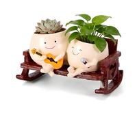 NAVESO Smiley Face Planter Pot, Funny Smiling Face Plante with Drainage Hole, Resin Smiley Face Flower Pot, Decorative Succulent Pots, Cute Novelty Plant Pot, Face Flower Pot for Indoor Outdoor