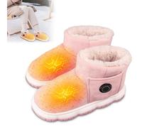NAVESO USB Heated Slippers for Women, Electric Heated Shoes with 3 Heating Setting, Heated Booties Rechargeable, Heated Boots for Outdoor, Home, and Office ((7-7.5),Pink)