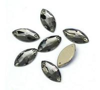 Navette Shape Sew On Rhinestones Chamfered Strass Horse Eyes Flatback DIY Needlework Glass Beads for Crafts Gym Suit-Black Diamond-9x18mm 72pcs
