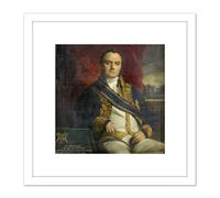 Navez Portrait Leonard Pierre Joseph Painting 8X8 Inch Square Wooden Framed Wall Art Print Picture with Mount Artery8 White One Size