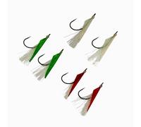 Navicatch Assist Hook - Hand-Tied Fish Skin Teaser #28/#26 6-Pack | Maruseigo assist hook for Haddock, Shad, Striped Bass, Bluefish & Fluke, for soft plastic & metal jig.