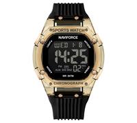 NAVIFORCE Digital Multi-Function Watch for Men,Fashion Waterproof Sports Women Watches and Mens,Colorful Silicone Band (Gold)