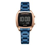 NAVIFORCE Digital Multi-Function Watch for Men,Fashion Waterproof Sports Women Watches and Mens, Stainless Steel Band,Men's Gifts, Women's Gift (Gold Blue)