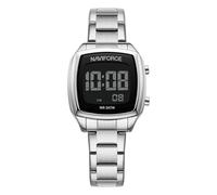 NAVIFORCE Digital Multi-Function Watch for Men,Fashion Waterproof Sports Women Watches and Mens, Stainless Steel Band,Men's Gifts, Women's Gift (Silver)