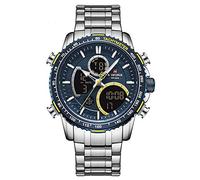 NAVIFORCE Digital Watch Men Luxury Stainless Steel Analog Quartz Waterproof Watches Fashion Business Chronograph Military Multifunctional Wristwatch