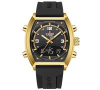 NAVIFORCE Fashion Business Mens Watches,Multifunctional Dual Display Waterproof Wristwatch,Gift Watch for Men, Gold + White + Black, Men's Sports Watches
