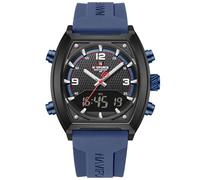 NAVIFORCE Fashion Business Mens Watches,Multifunctional Dual Display Waterproof Wristwatch,Gift Watch for Men, Black + White + D. Blue, Men's Sports Watches