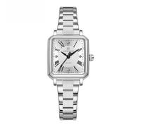 NAVIFORCE Gold Watches for Women,Ladies Dress Waterproof Wristw atch,Square Case Roman Dial, Silver + White