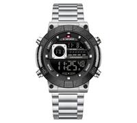 NAVIFORCE Men Business Watches Chronograph Stainless Steel Strap Luxury Quartz Wristwatch Waterproof Auto Day and Date Man Clock (Silver)