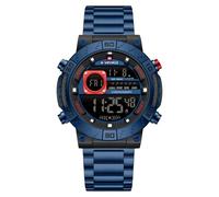 NAVIFORCE Men Business Watches Chronograph Stainless Steel Strap Luxury Quartz Wristwatch Waterproof Auto Day and Date Man Clock (Black Blue)