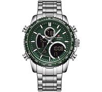 NAVIFORCE Mens Analog Digital Watch Chronograph Waterproof Sport Quartz Watches Business Fashion Stainless Steel Military Multifunctional Wristwatch (NF9182-S/BE)