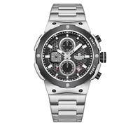 NAVIFORCE Men's Luxury Quartz Stainless Steel and Metal Mens Chronograph Watches for Men Waterproof Casual Wrist Watch with Date (Silver Black)