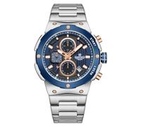 NAVIFORCE Men's Luxury Quartz Stainless Steel and Metal Mens Chronograph Watches for Men Waterproof Casual Wrist Watch with Date (Silver Blue)