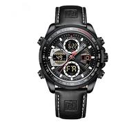 NAVIFORCE Men's Military Digital Watches Analog Quartz Waterproof Watch Sport Multifunctional Leather Wristwatch