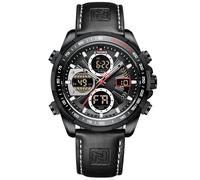 NAVIFORCE Men's Military Digital Watches Analog Quartz Waterproof Watch Sport Multifunctional Leather Wristwatch