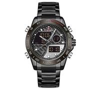NAVIFORCE Men's Multifunction Waterproof Sport Analog Digital Quartz Watch with Chronograph Dual Time Alarm SIG Snooze Function, B/GY/B, M, Quartz Watch,Chronograph,Digital