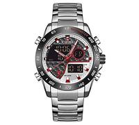 NAVIFORCE Men's Multifunction Waterproof Sport Analog Digital Quartz Watch with Chronograph Dual Time Alarm SIG Snooze Function, S/W/S, M, Quartz Watch,Chronograph,Digital