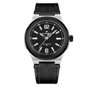 NAVIFORCE Men's Rugged Leather Strap Watch for Daily, Outdoor & Business, Quartz Movement, 30M Water Resistant, Multiple Color Options (Silver - Black)