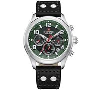 NAVIFORCE Mens Solar Powered Sports Chronograph Watch Military Tactical 12/24 Hour Time Luminous Hands Leather Strap Wristwatch 5ATM Waterproof, Green, luxury,business casual,sport,military
