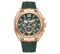 NAVIFORCE Mens Square Watches,Chronograph Analog Calendar Wrist Watch,Quartz Waterproof Watches for Men,Silicone Band (Rose Gold)