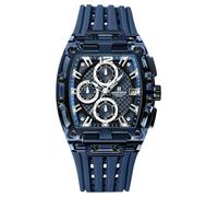 NAVIFORCE Men's Watch Fashion Sport Rectangle Wrist Watches (Chronograph/Waterproof/Luminous/Calendar) Silicon Strap Quartz Watch for Men (Blue)