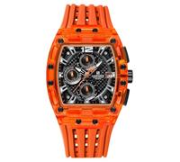 NAVIFORCE Men's Watch Fashion Sport Rectangle Wrist Watches (Chronograph/Waterproof/Luminous/Calendar) Silicon Strap Quartz Watch for Men (Orange)