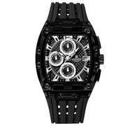 NAVIFORCE Men's Watch Fashion Sport Rectangle Wrist Watches (Chronograph/Waterproof/Luminous/Calendar) Silicon Strap Quartz Watch for Men (Black)