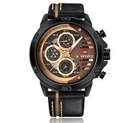 NAVIFORCE Mens Watches Waterproof 24 Hour Date Quartz Watch Man Leather Sport Wrist Watch Men Waterproof