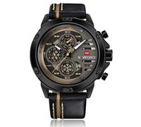 NAVIFORCE Mens Watches Waterproof 24 Hour Date Quartz Watch Man Leather Sport Wrist Watch Men Waterproof