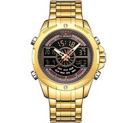 NAVIFORCE Mens Wrist Watch Waterproof Analog Digital Watches with LED Backlight Multifunction Military Stainless Steel Business Watches for Men (G/CE)