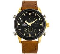 NAVIFORCE - NF9138L - Dual Time Mens Watches Analogue Digital Antiallergic (Band : Light Brown with Brown Stitching/Case : Gold)