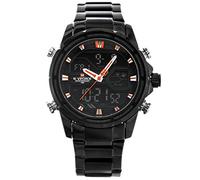NAVIFORCE - NF9138S - Dual Time Mens Watches Analogue Digital Antiallergic… (Watch Band : Black/Index : Orange)